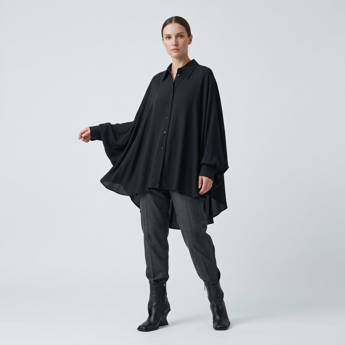 ACT N1 Oversized High-Low Drape Shirt - view 3