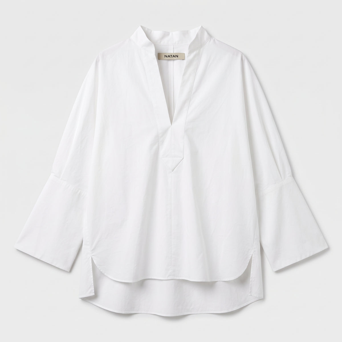 Minimalist White Cotton V-Neck Blouse