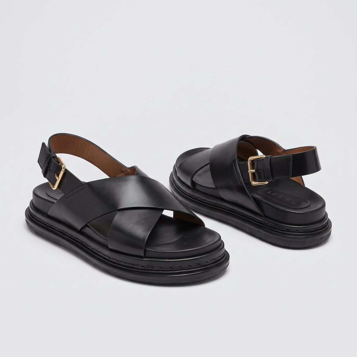 Chunky Leather Slingback Sandals