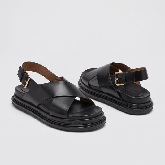 Chunky Leather Slingback Sandals