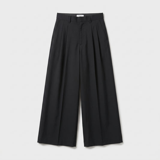 Wide-Leg Pleated Tailored Trousers