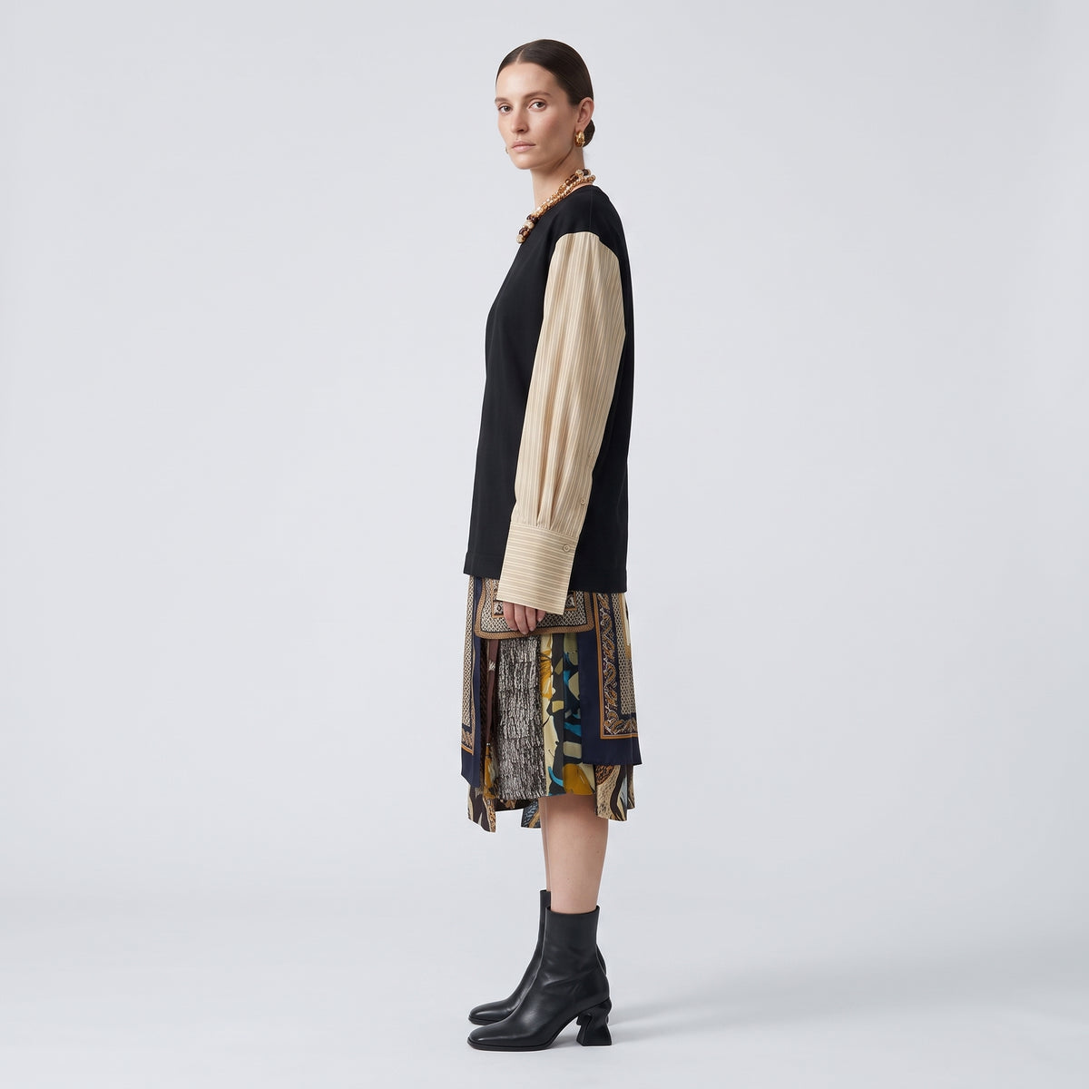 DRIES VAN NOTEN Striped Sleeve Hybrid T-Shirt - view 4