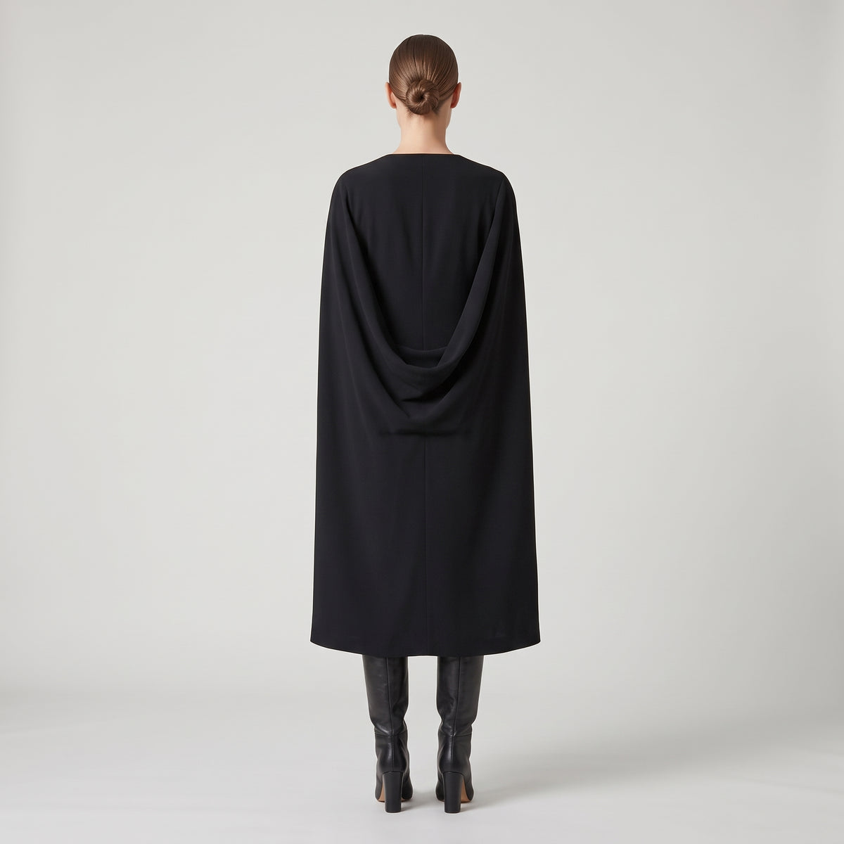 ALBERTA FERRETTI Elegant Black Cape Shift Dress - view 5
