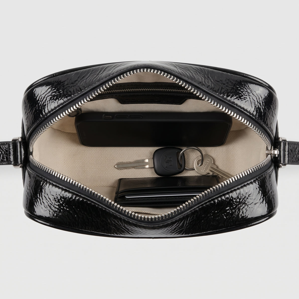 COURREGES Glossy Black Logo Crossbody Bag - view 5