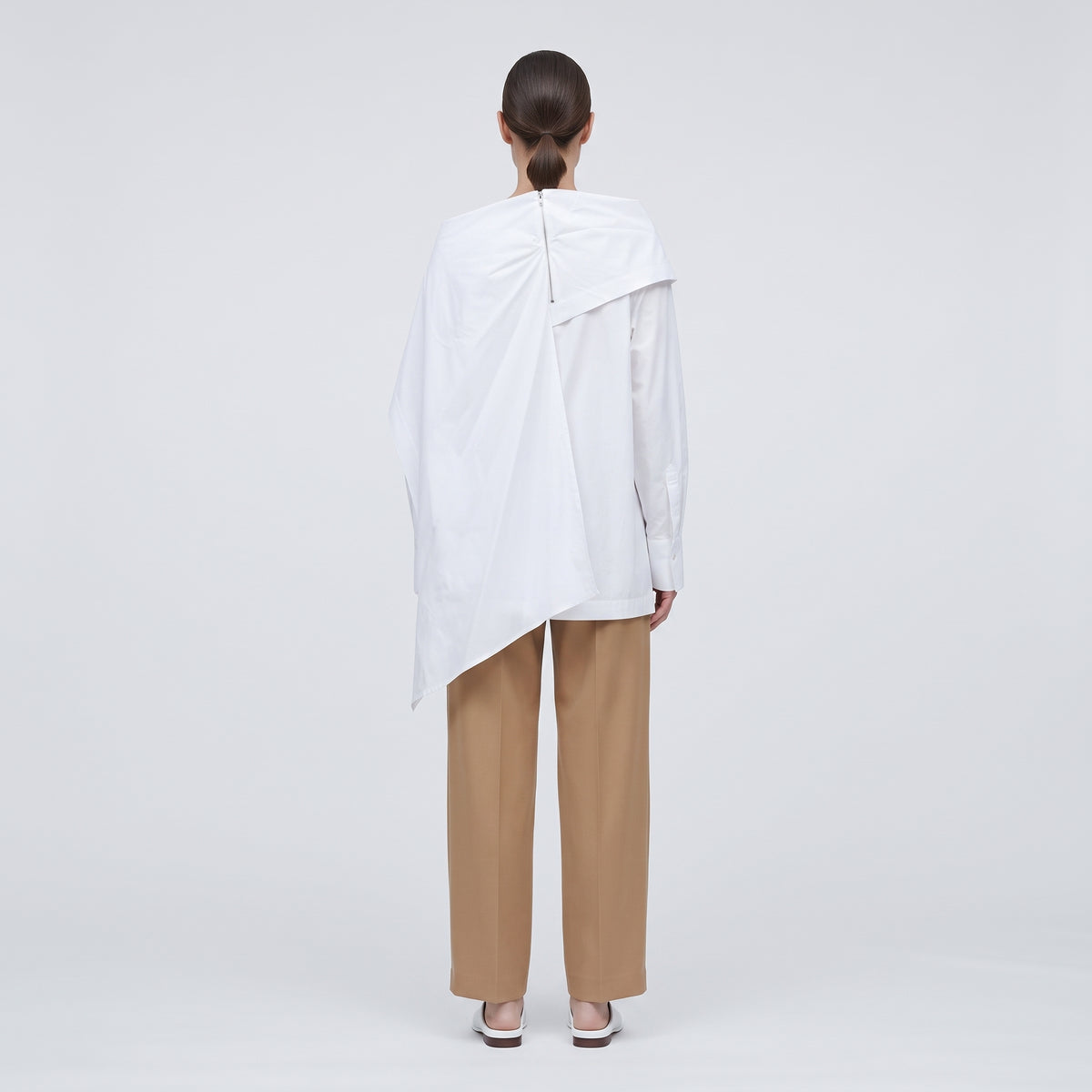 CALCATERRA Asymmetric Off-the-Shoulder Cotton Shirt - view 4