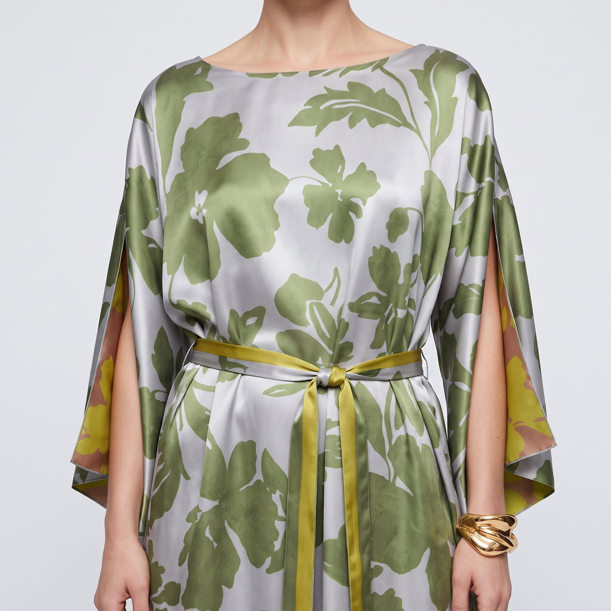 Floral Printed Silk Midi Dress