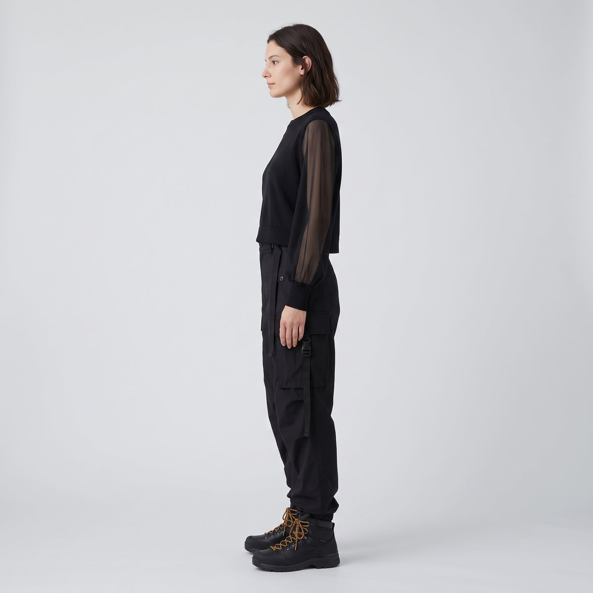 Sheer Sleeve Knit Top