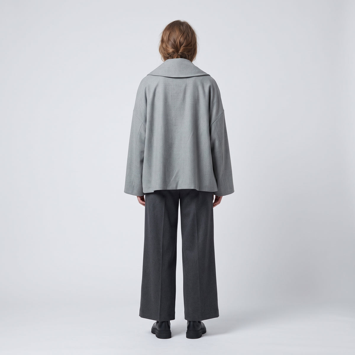 DUSAN Silver Grey Oversized Lapel Jacket - view 5
