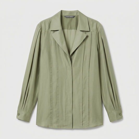 ALBERTA FERRETTI Sage Green Pleated Shirt