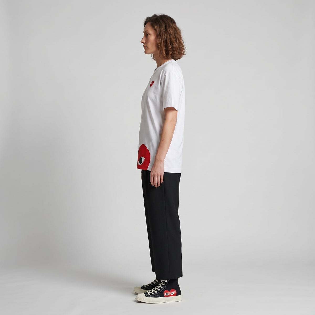 PLAY COMME DES GARCONS White Cotton Heart T-Shirt - view 4