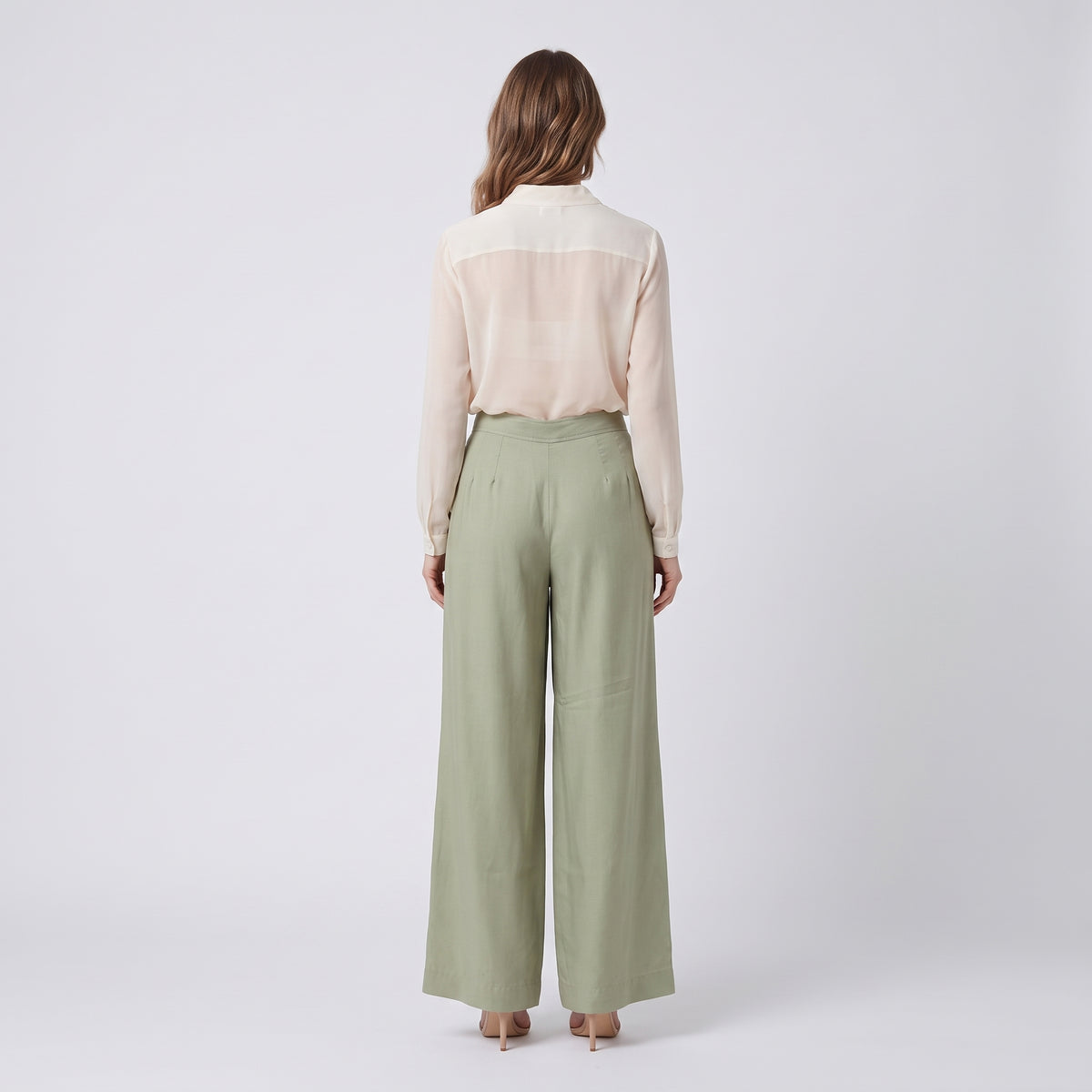ALBERTA FERRETTI Pleated Wide Leg Sage Trousers - view 5
