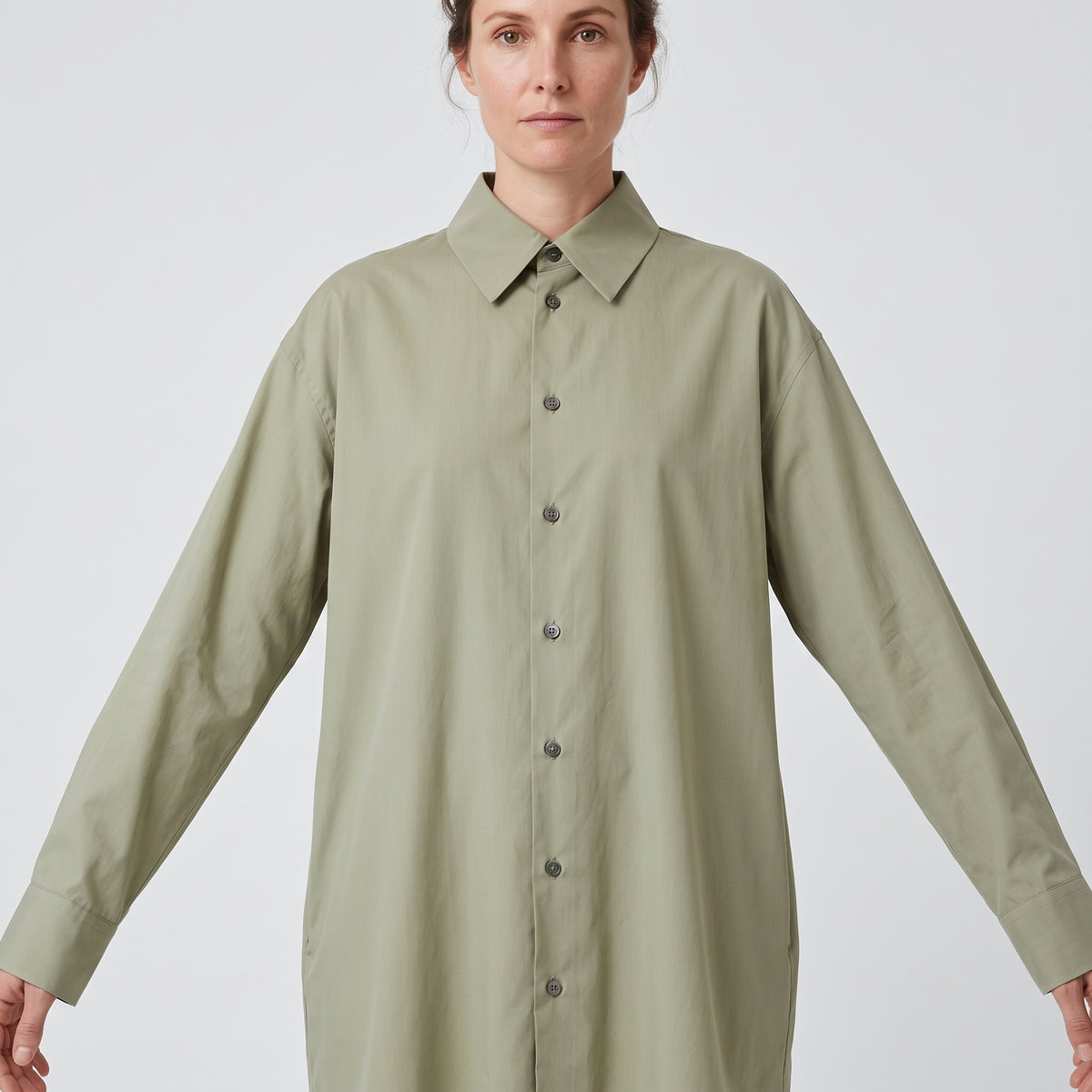 Oversized Greensand Button-Down Shirt