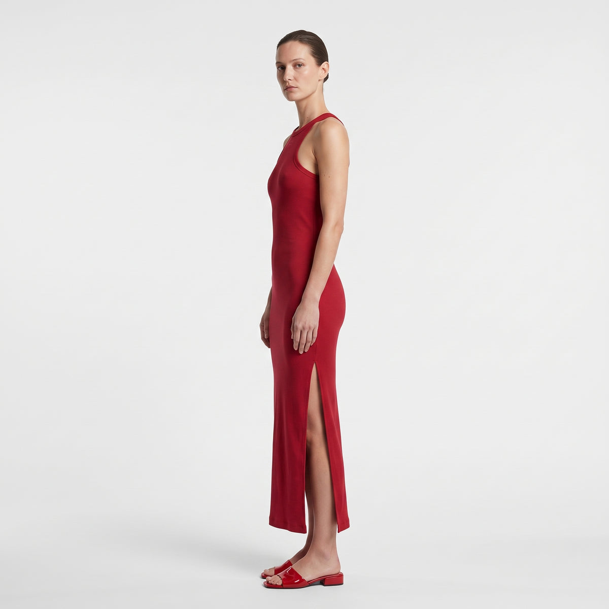 Ribbed Racerback Midi Dress