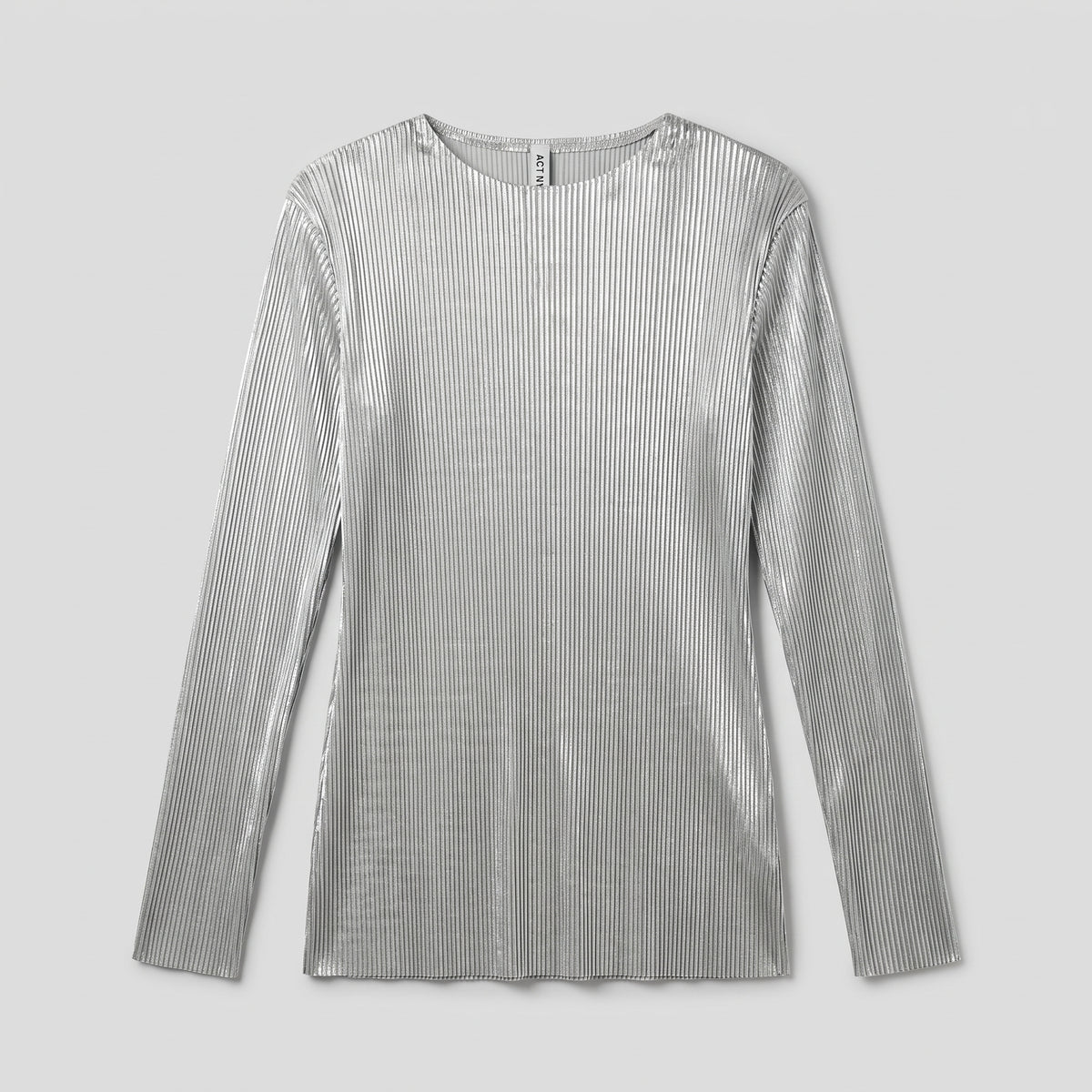 ACT N1 Silver Metallic Pleated Top