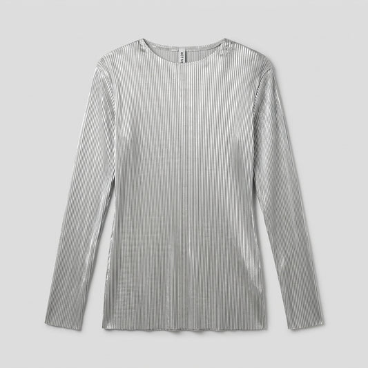ACT N1 Silver Metallic Pleated Top