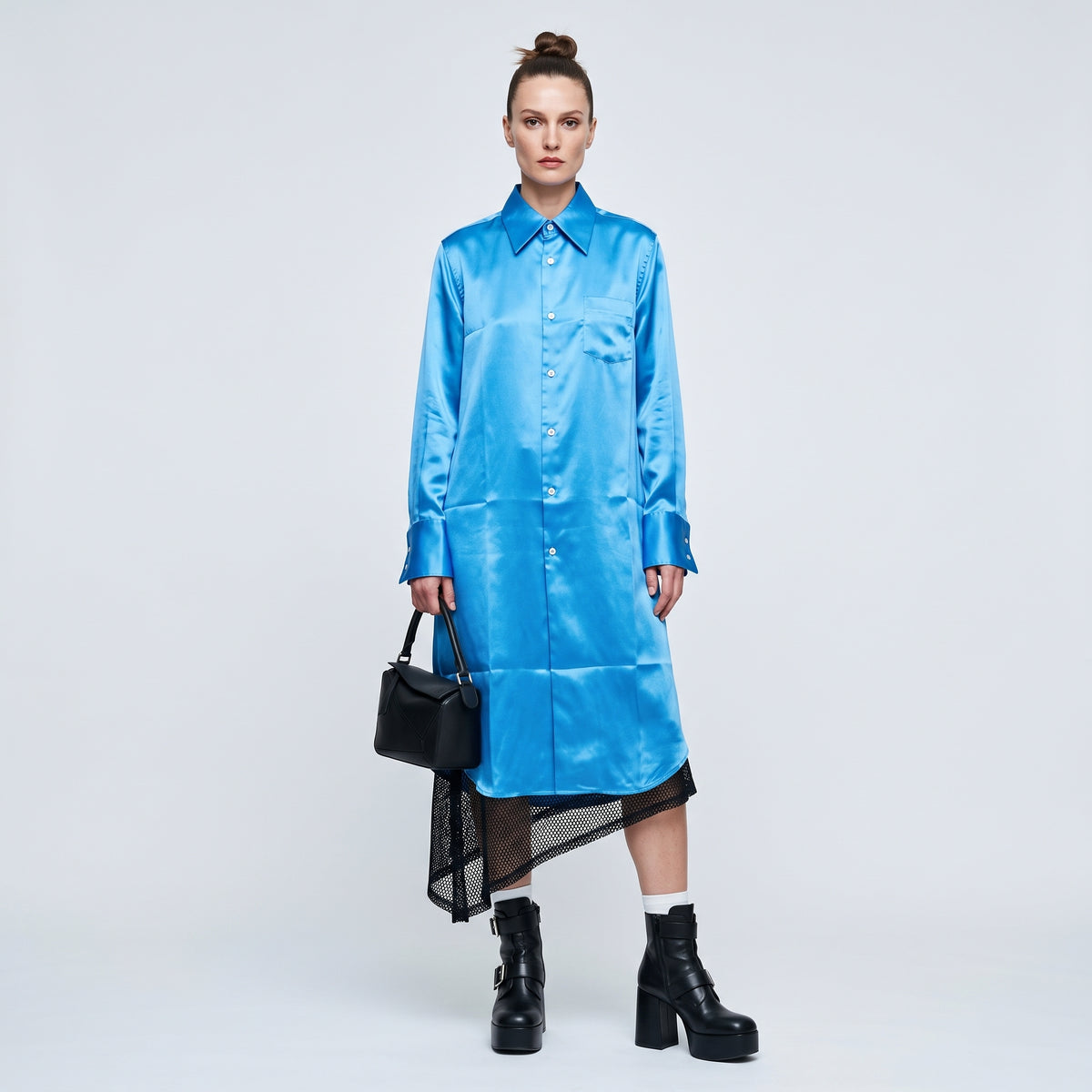 COMME DES GARCONS Vibrant Blue Satin Shirt - view 3