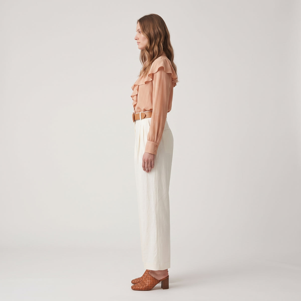 CHLOE White Pleated Wide-Leg Trousers - view 4