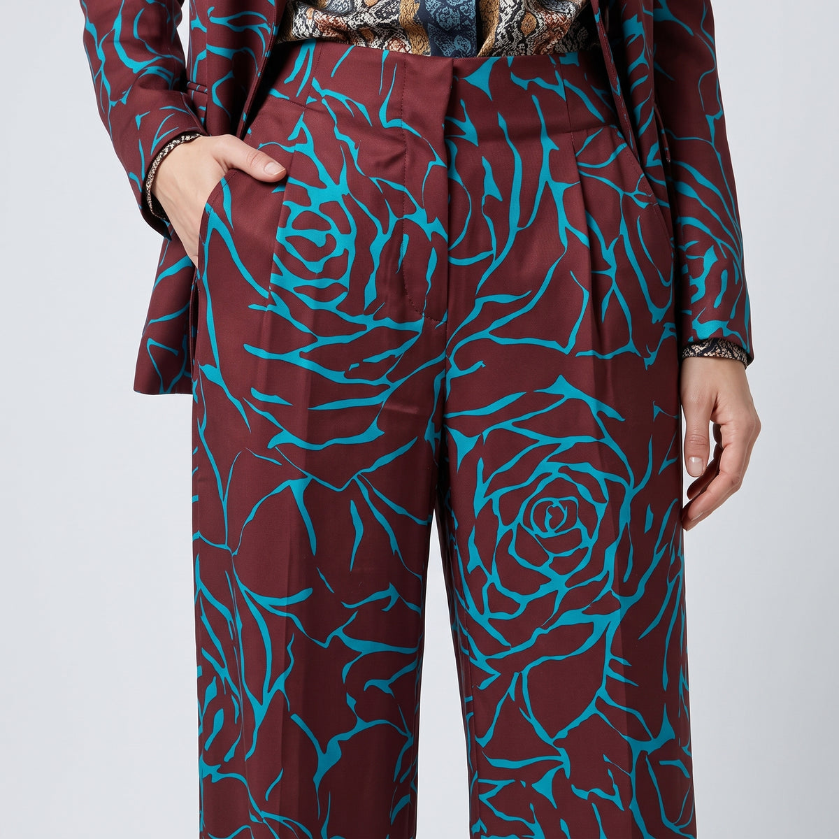 Floral Print Wide Leg Trousers