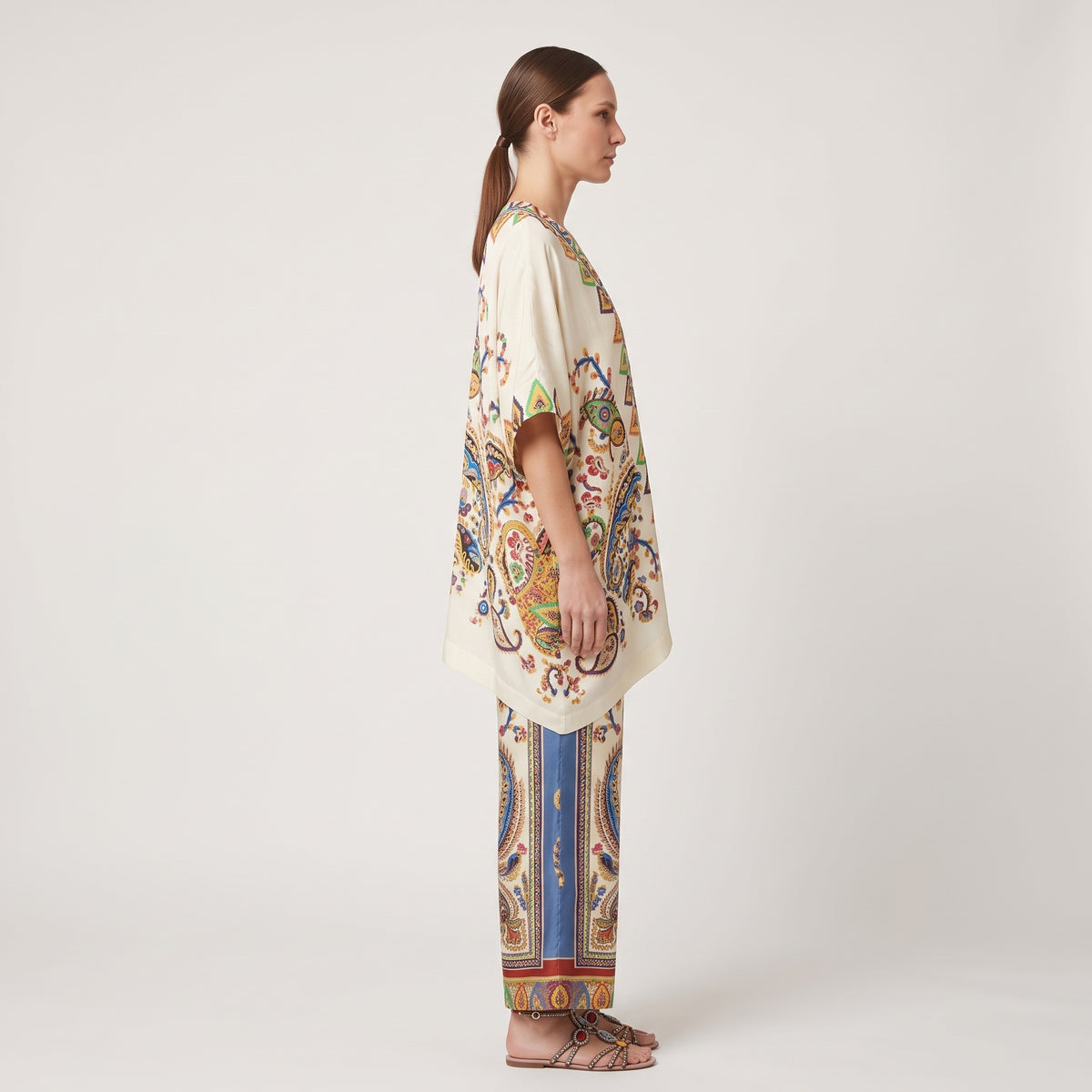Paisley Print Open Front Kimono