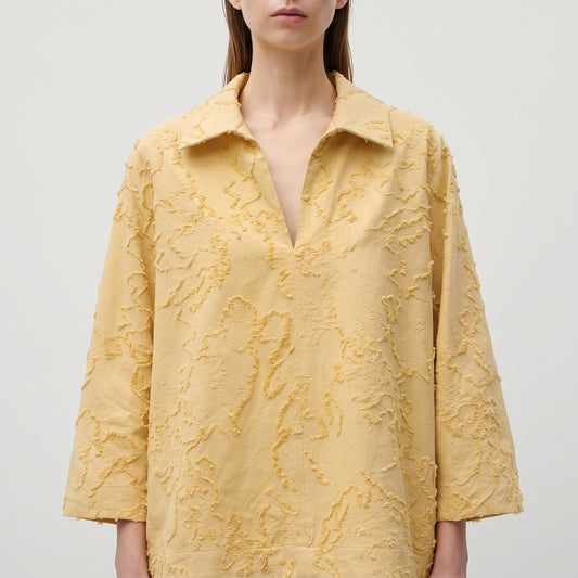Textured Yellow Collared Blouse