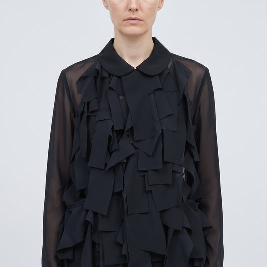 Sheer Ribbon Applique Blouse