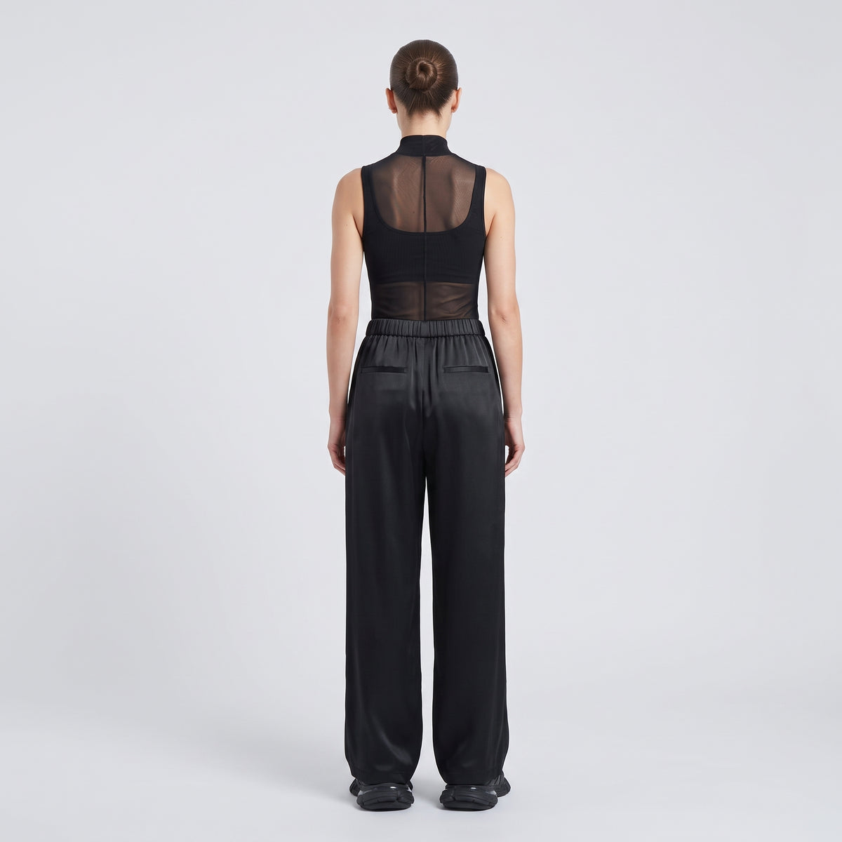 BALENCIAGA Black Satin Wide-Leg Pants - view 5