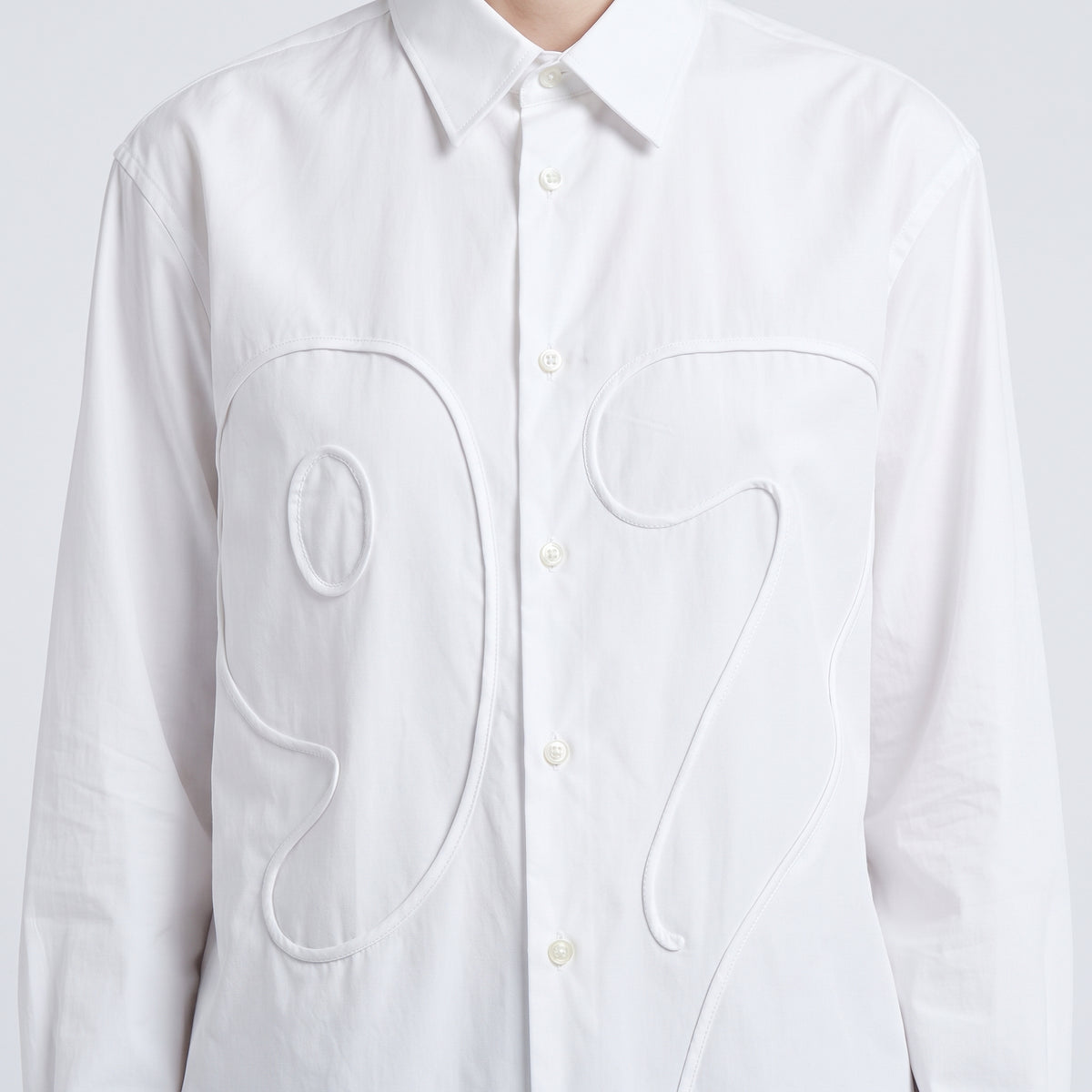 Embroidered Graphic White Cotton Shirt
