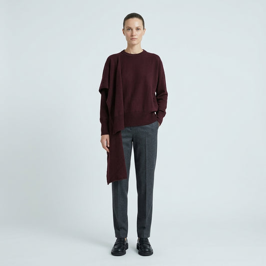 NATAN Asymmetric Draped Wool Cashmere Sweater - view 2