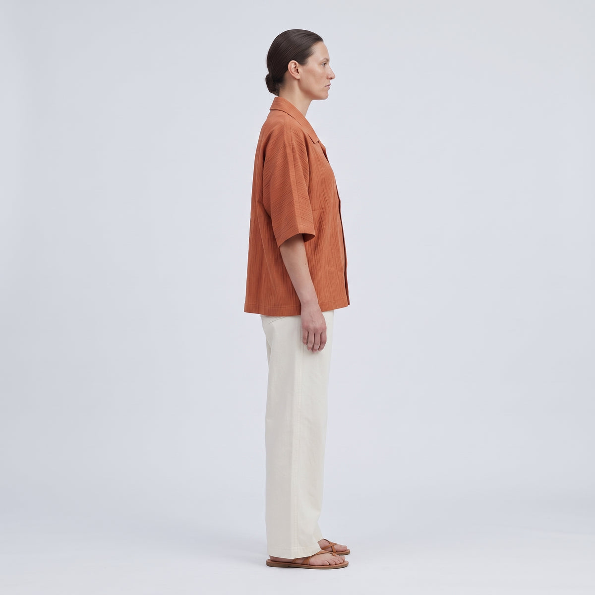 LE17SEPTEMBRE HOMME Terracotta Textured Camp Collar Shirt - view 4