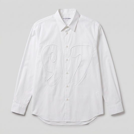 Embroidered Graphic White Cotton Shirt