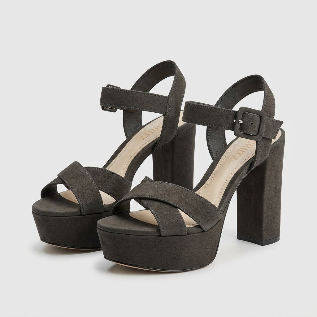Black Nubuck Platform Sandals