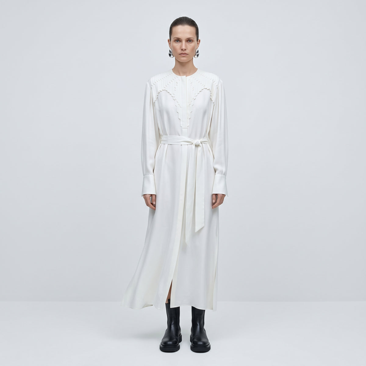 BY FANG Pleated Crepe Midi Dress - view 3