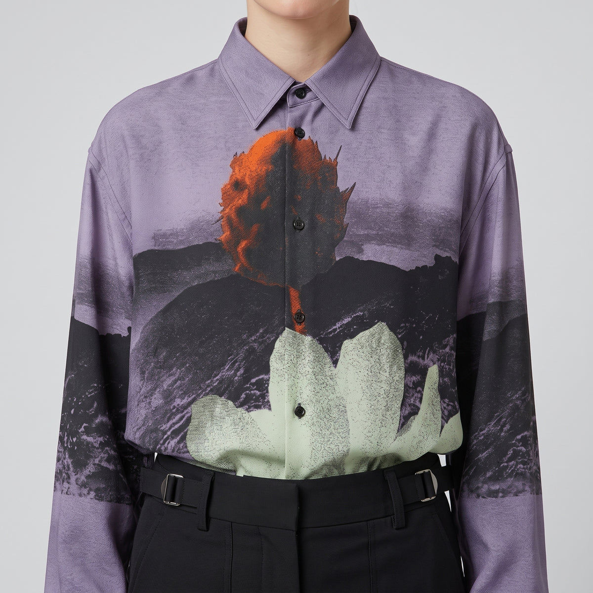 Lilac Floral Graphic Printed Shirt