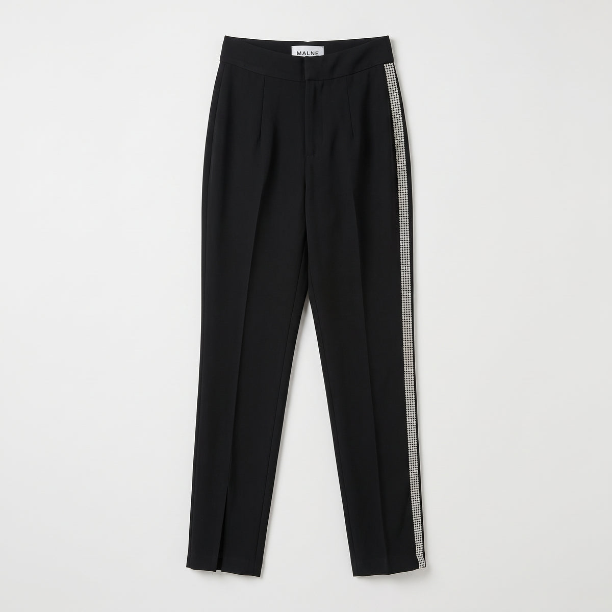 Embellished Crepe Split-Hem Trousers