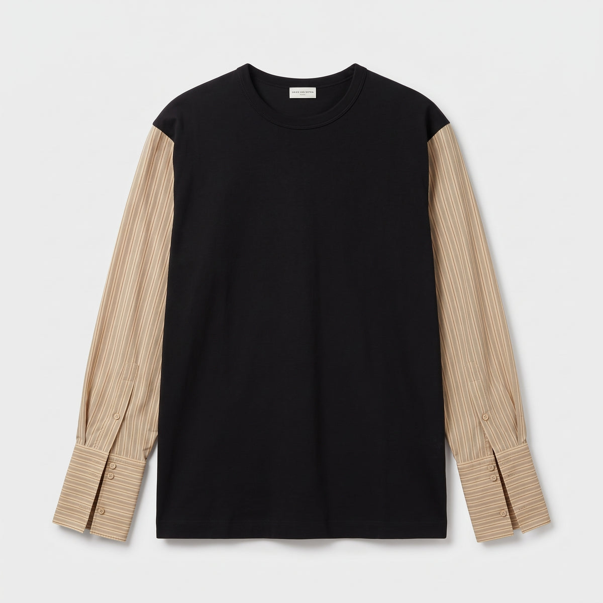 DRIES VAN NOTEN Striped Sleeve Hybrid T-Shirt