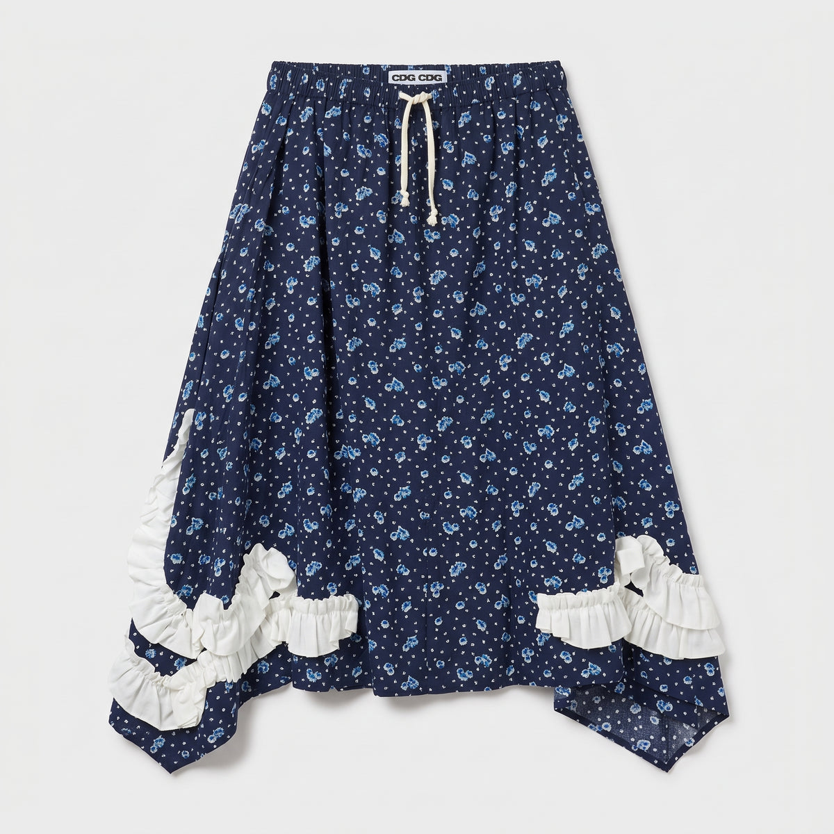 CDG CDG Floral Ruffle Asymmetric Skirt