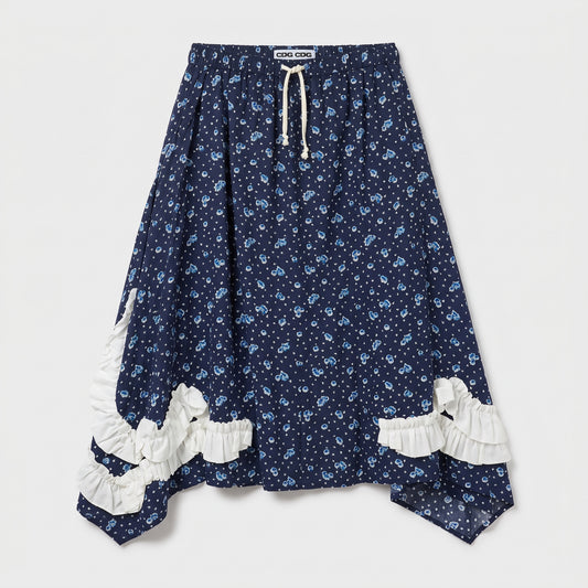 CDG CDG Floral Ruffle Asymmetric Skirt