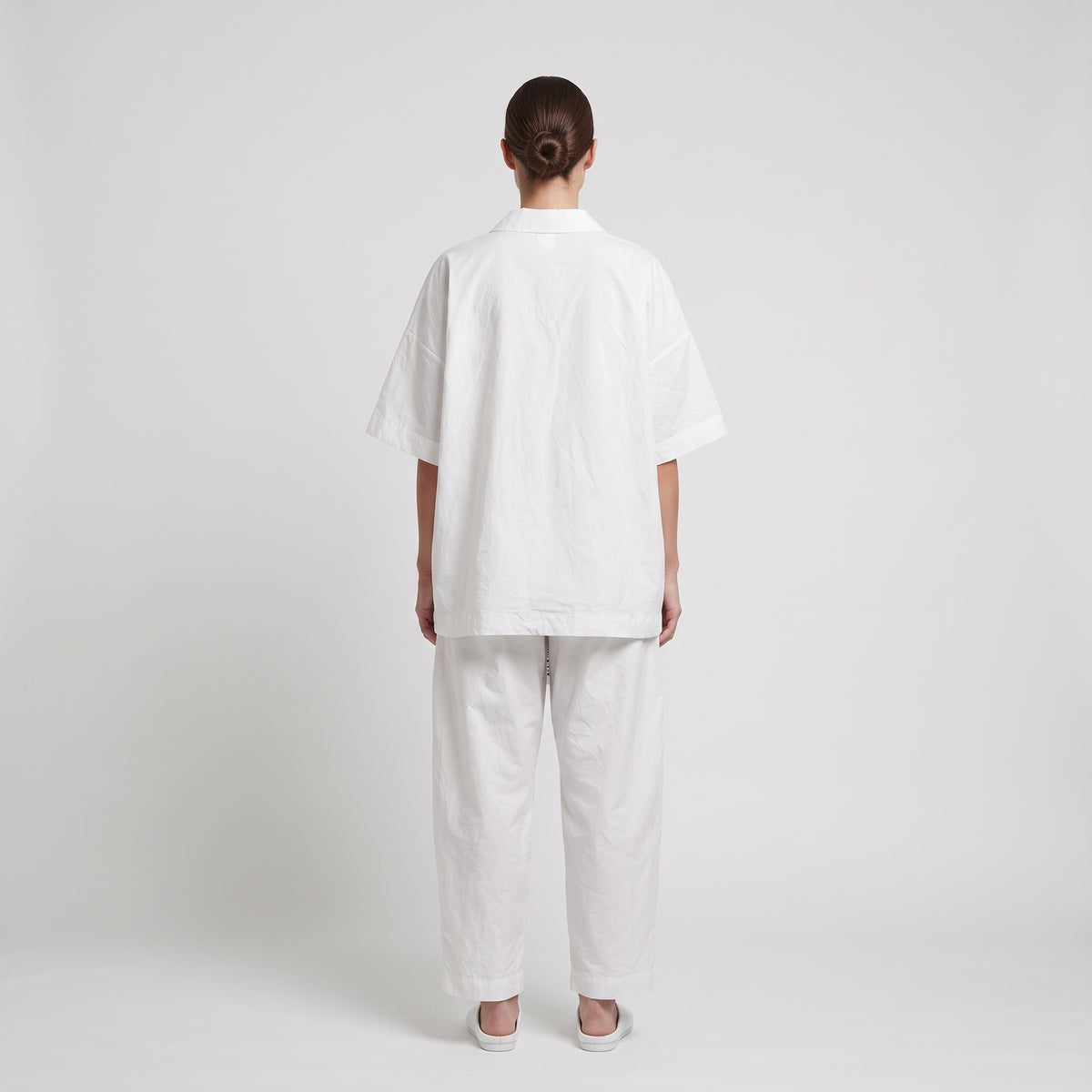 Minimalist White Camp Collar Shirt