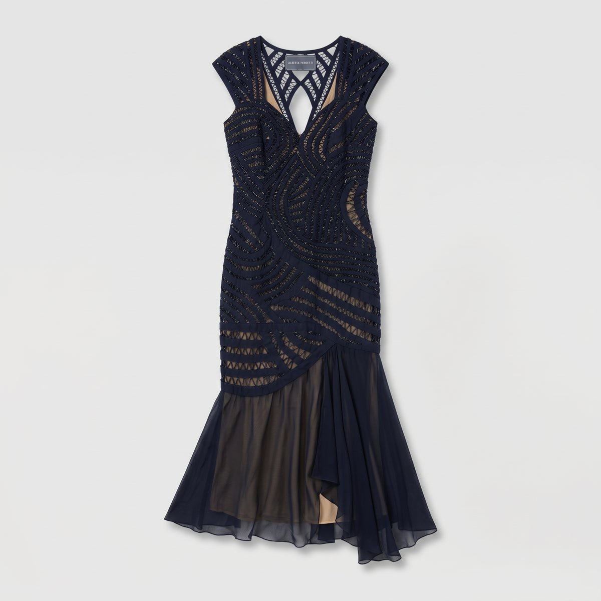 Embellished Navy Mermaid Midi Dress