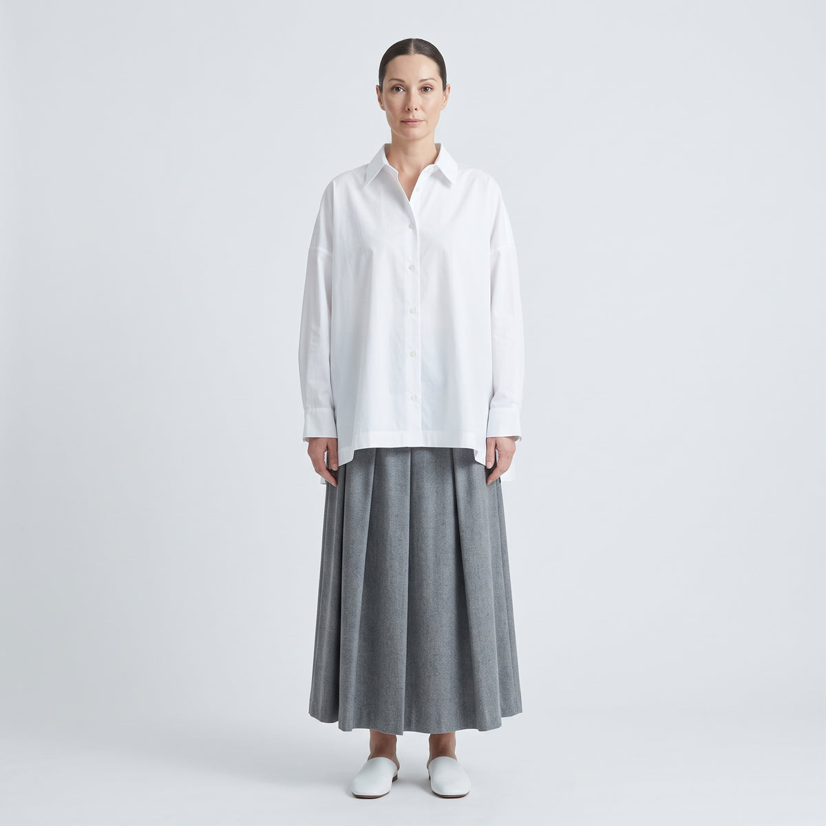 ESKANDAR Classic White Oversized Cotton Shirt - view 3