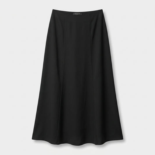Elegant Black Paneled Midi Skirt