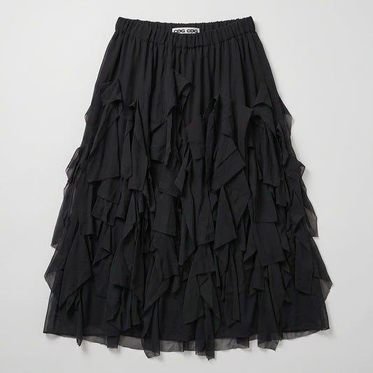Tiered Ruffled Chiffon Midi Skirt