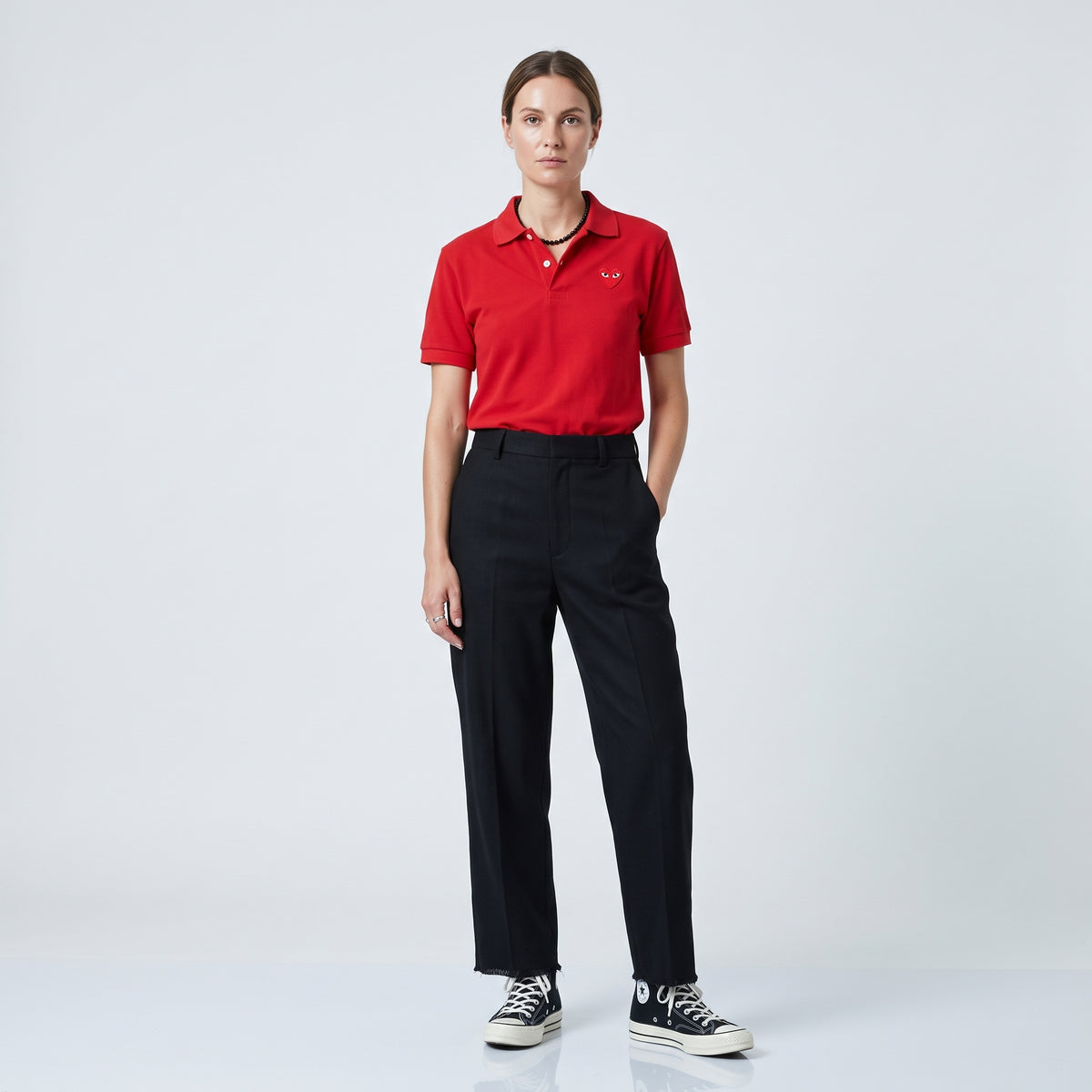 CDG PLAY Classic Red Heart Polo Shirt - view 3