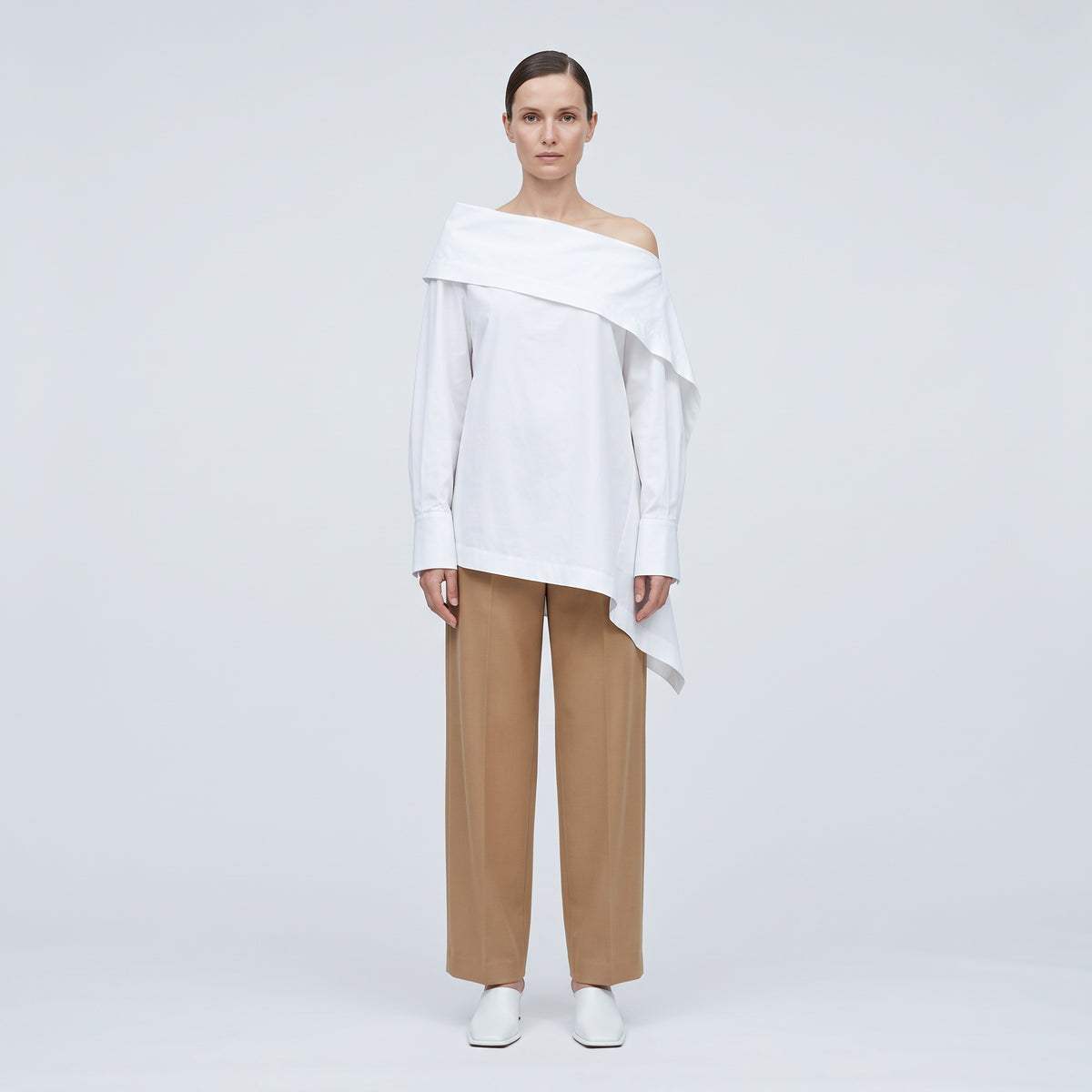 CALCATERRA Asymmetric Off-the-Shoulder Cotton Shirt - view 3