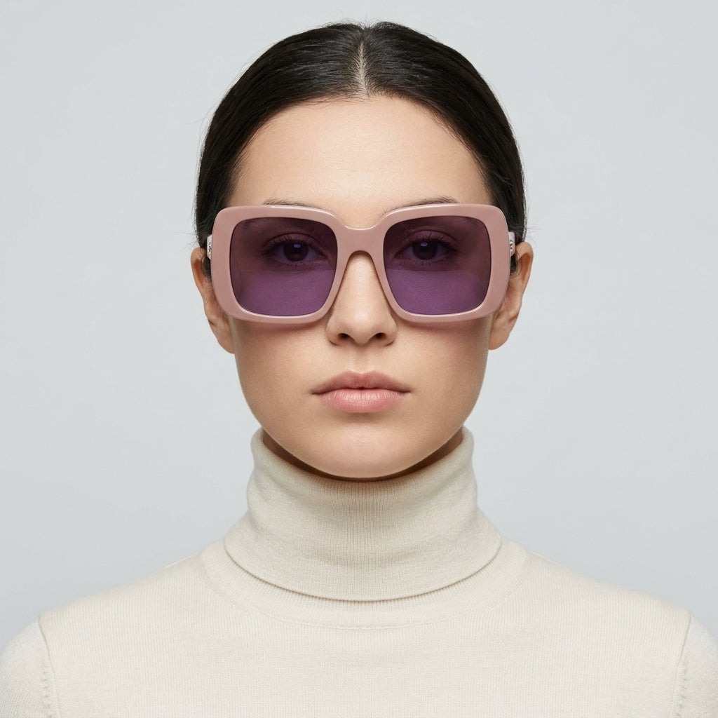 Retro Pink Square Sunglasses