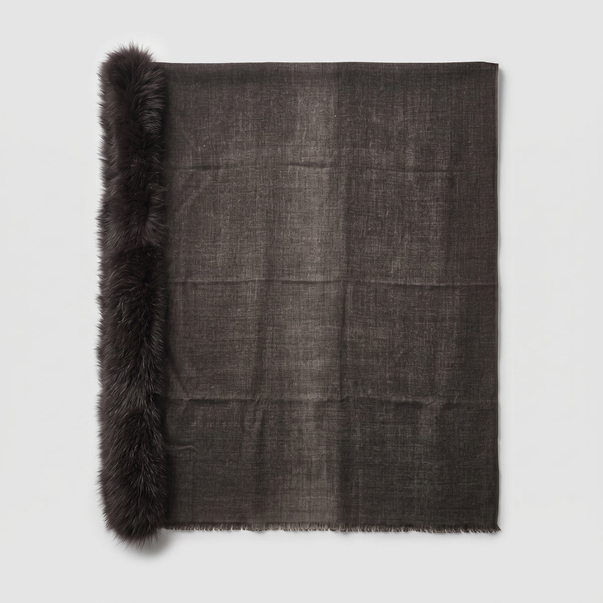 AMA PURE Fur Trimmed Cashmere Cape Wrap