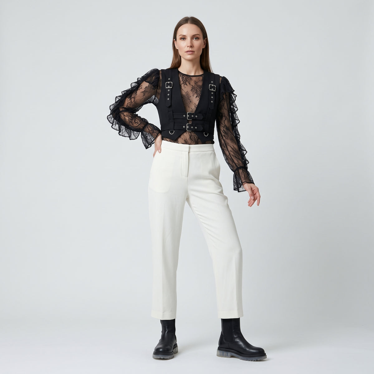 Ivory Tailored Cropped Trousers