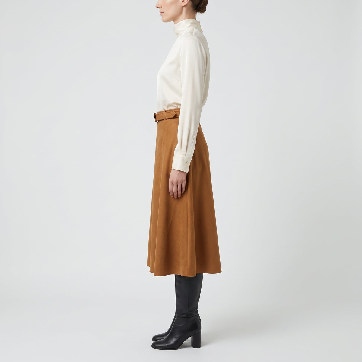 NATAN Belted Camel Wool Midi Skirt - view 4