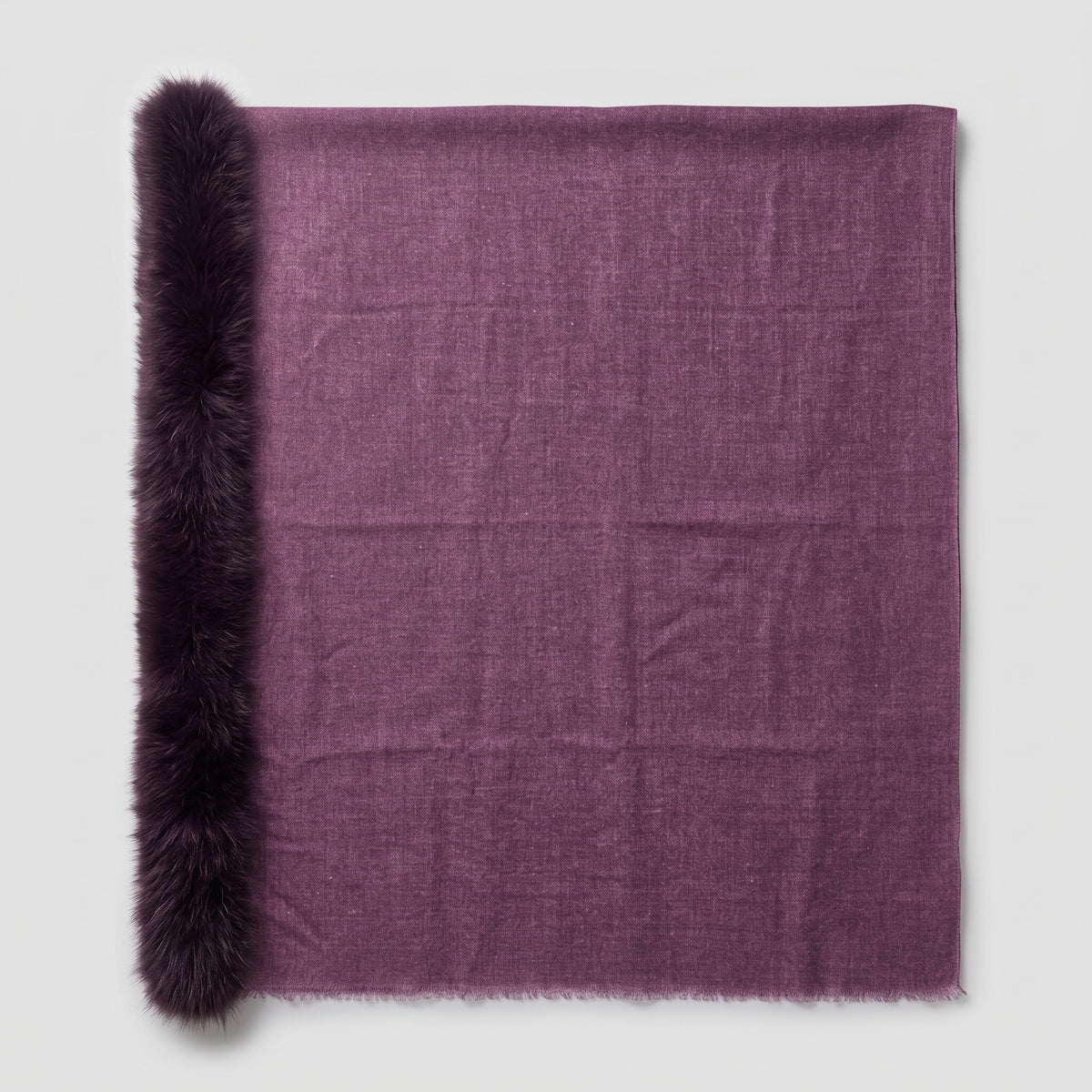 AMA PURE Fur Trimmed Purple Cashmere Cape