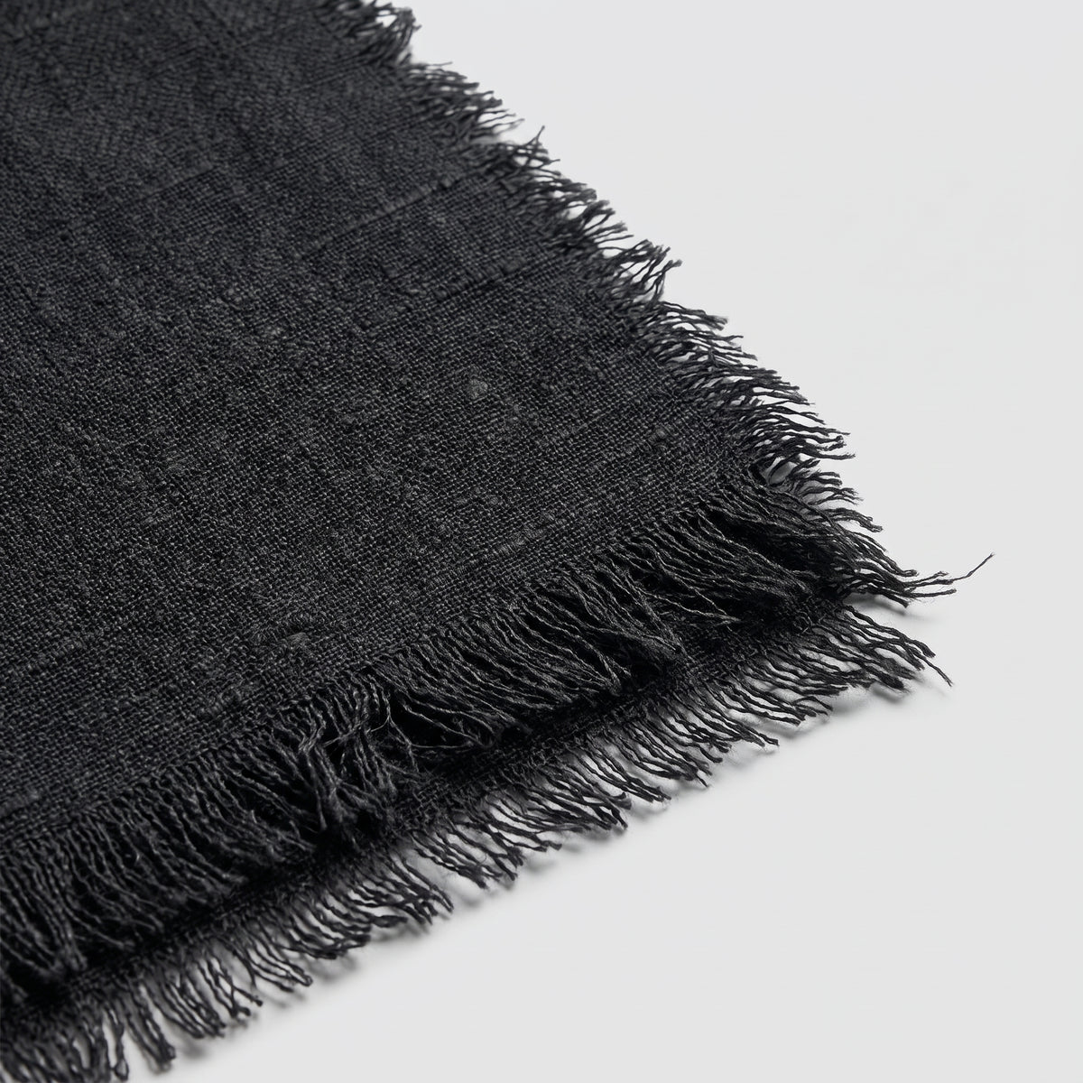 AMA PURE Fringed Black Wool Stole Scarf - view 5